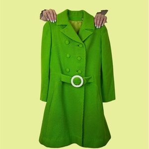 Vintage Mod Belted Green Swing Coat